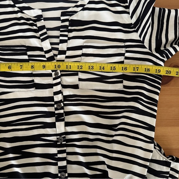 Nine West | Black & White Zebra Print Mini Shirt Dress | Animal Print Dress - Picture 9 of 11